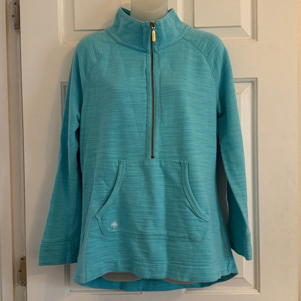 Women’s Lilly Pulitzer Aqua Blue 1/2 Zip Pullover, size Medium, Cotton